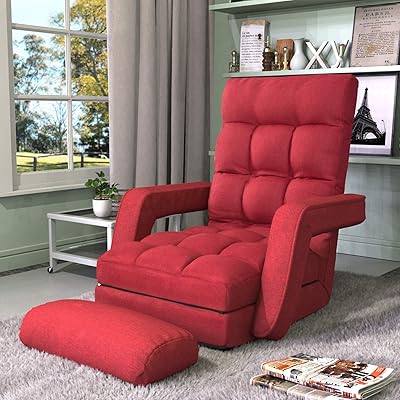 Merax Sofa Lounger Bed with Armrests and a Pillow (Red)