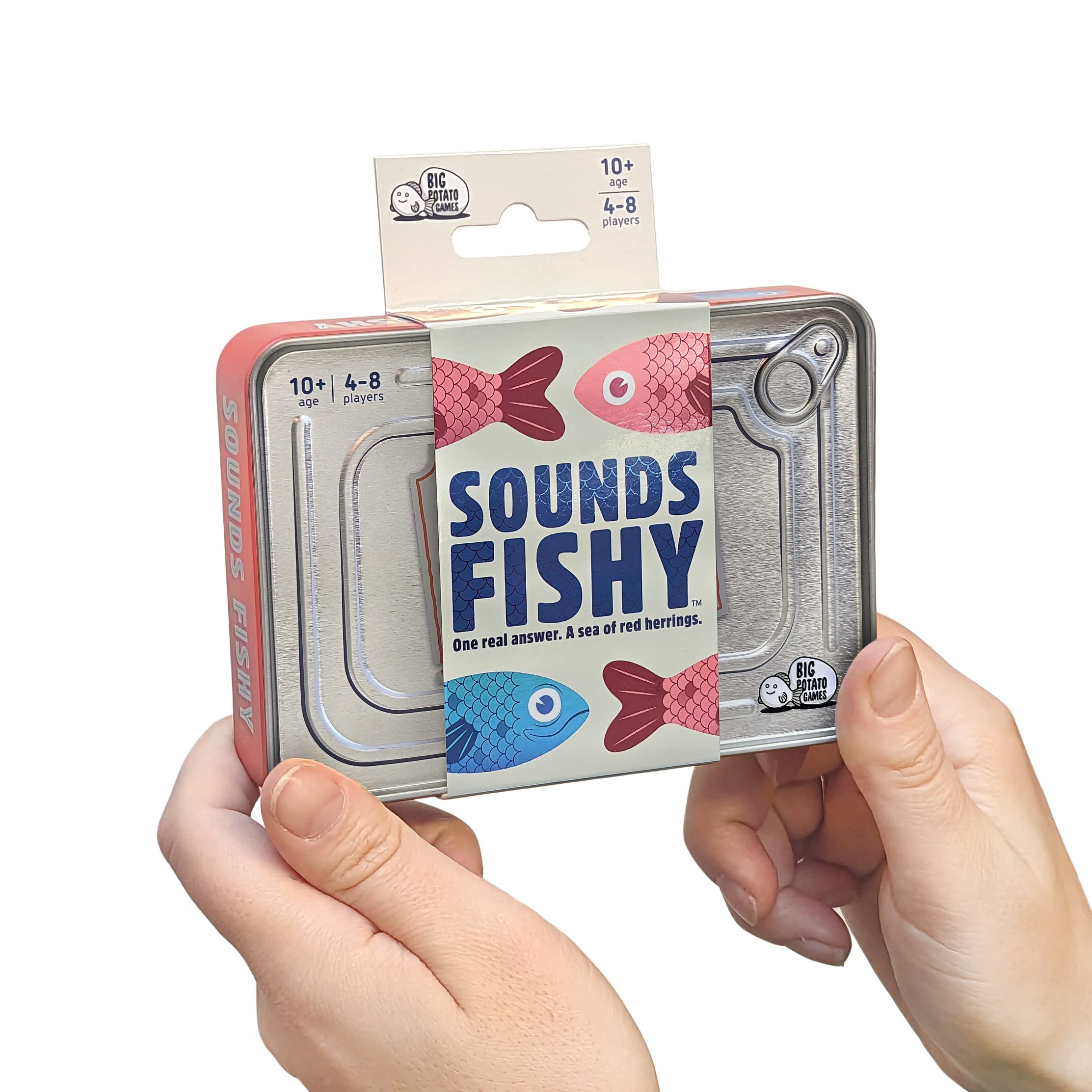 Sounds Fishy Travel Card Game – Portable Trivia Party Game for Adults & Families | Fun Bluffing Card Game for 4–8 Players | Perfect for Holidays, Garden Parties & Road Trips