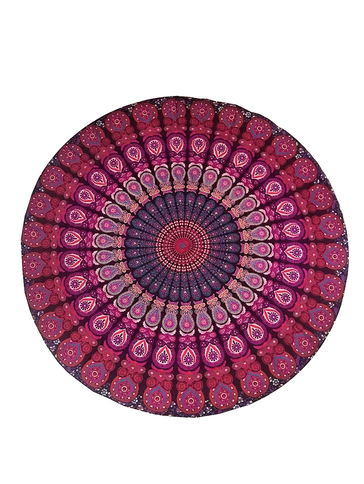 raajsee Purple Round Beach Tapestry Hippie/Boho Beach Blanket Mandala/Indian Cotton Throw - Round Tablecloth/Home Decor/Indie Rug Yoga Mat Meditation Picnic Rugs 127 CM / 50 INCHE Circle