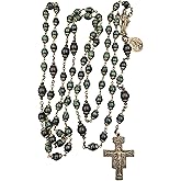 Bless And Heal Me 7 Joys of Mary Franciscan Crown Rosary - 7 Decade Vintage Bronze & Green Jasper