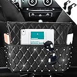 Handbag Holder for Car, Senose Bling Purse Holder for Car Back Seat Organizer and Storage, Diamond Car Pocket Pouch Bags Betw