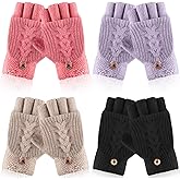 Liitrsh Winter Knitted Fingerless Gloves for Women Half Finger Mitten Convertible Flip Top Mitten for Women Costume Accessory