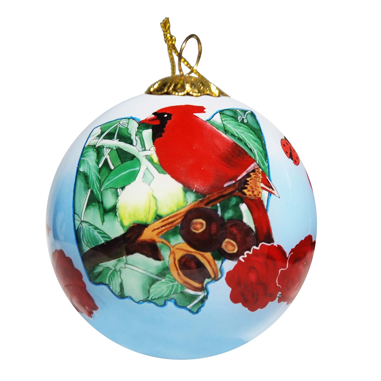 Art Studio Company Hand Painted Glass Christmas Ornament Ohio State Icons