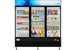 KoolMore - MDR-3GD Koolmore 78 1/4" Commercial Glass 3 Door Display Refrigerator Merchandiser - Upright Beverage Cooler with LED Lighting - 53 Cu. Ft. Black