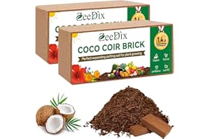 ZeeDix 2 Pcs Coco Coir Brick for Plants- 100% Organic Coconut Coir for Garden Soil & Potting Mix, Low EC and pH Balance, Compressed Coconut Husk Fiber for Seed Starter Soil for Indoor Outdoor Plants