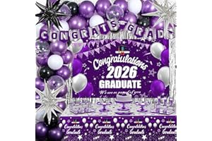 Nigifter Graduation Decorations 2026, 71 PCS Purple Themed Set, Graduation Party Decoration with Confetti Foil Balloons, Cong