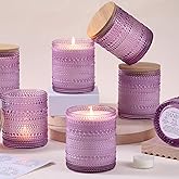 DARJEN 8 Pack Purple Candle Jars for Making Candles- 14 OZ Empty Glass Candle Making Jars with Bamboo Lids and Labels, Candle Making Supplies Candle Containers for Home DIY