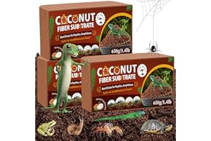 LEICHTEN Coco Coir Bricks Substrate for Reptiles,3 Pcs Natural Organic Coconut Fiber Substrate Bedding,Odor Absorbing for Snakes, Tortoises,Hermit Crab,Bearded Dragon,Geckos,Frogs