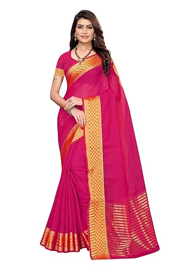 Womens Cotton Silk Festive Saree with Blouse Piece(Swiggy_Free Size)