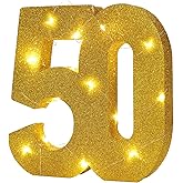 50th Birthday Decorations Women and Men,Gold Glitter Numbers for 50th Wedding Anniversary Decorations,Light Up Numbers 50 Sign for Party Decor,50 Years Birthday Centerpieces Table Decoration