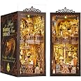 TOYQI Book Nook Kit - DIY 3D Wooden Puzzle Bookend With LED Light, Miniature Dollhouse For Adults & Teens