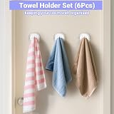 Alyvisun 6Pcs Aesthetic Self-Adhesive Towel Hooks No Drilling view 3