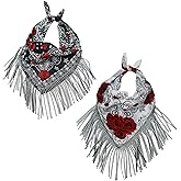 SLITHICE Cotton Bandana with Fringe – Romantic Floral Head Scarf for Valentine’s Day, Boho Fashion – Lightweight Unisex