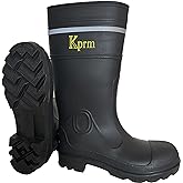 Kprm Men's Steel Toe Rain Boots PVC Rubber Boots Waterproof Fishing Boot Outdoor Non-Slip Work Boots