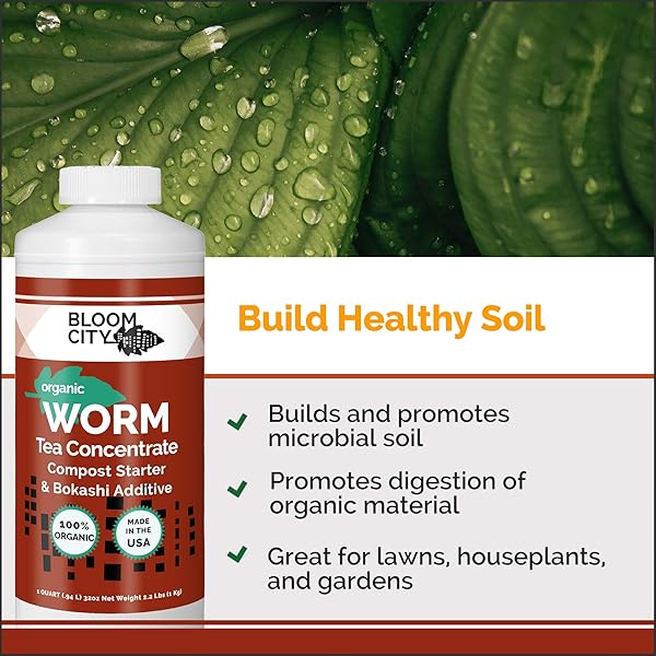 ORGANIC EARTHWORM TEA CONCENTRATE AND COMPOST AND BOKASHI BOOSTER BY BLOOM CITY, QUART (32 OZ)