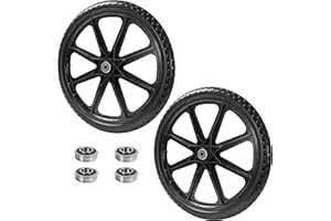 LTNICER (2 PACK) 20" Flat Free Cart Wheels Compatible with rubbermaid Wheelbarrow Wheels,20x2" Flat Free Tires for Lawn Mower, Garden Cart- 3/4" Bearing,Hub Length 2.5", Black