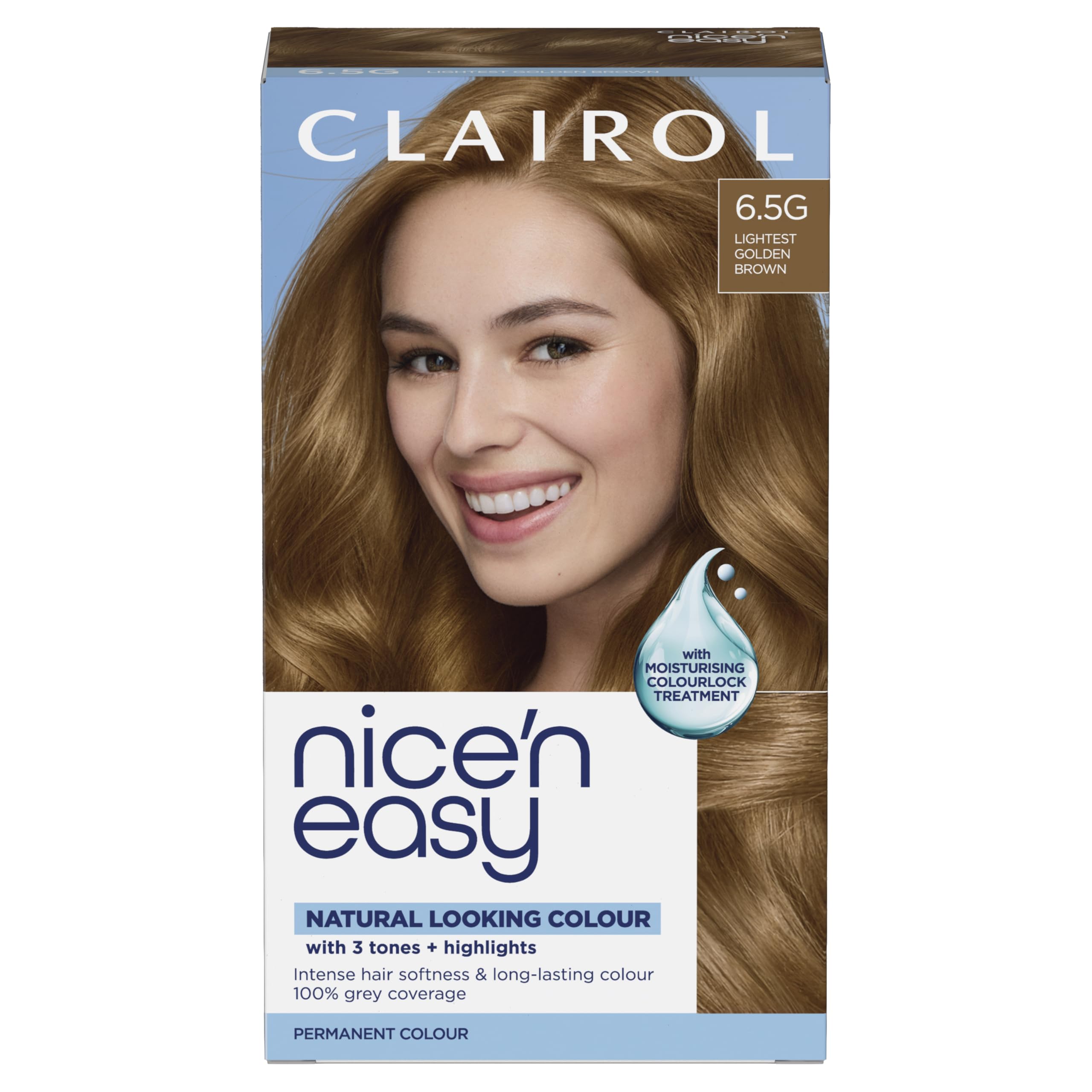 Clairol Nice'n Easy Crème, Natural Looking Oil Infused Permanent Hair Dye, 6.5G Lightest Golden Brown