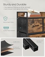 SONGMICS Chest of Drawers 5 Fabric Drawers Steel Frame Rustic Brown Ink Black view 4