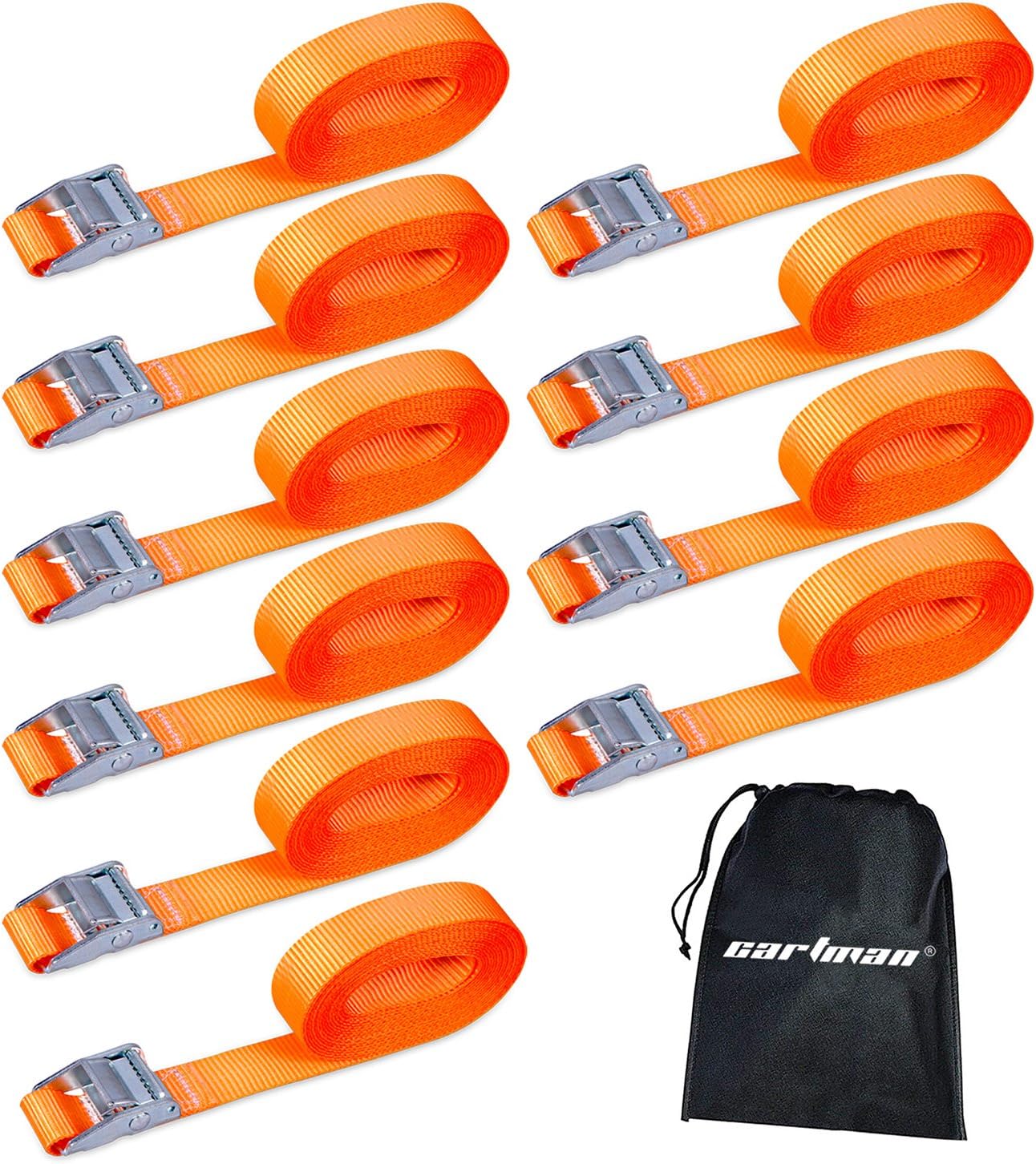 CARTMAN 1" x 12' Lashing Straps up to 600lbs, 4-10pk Quantity for Option in Carry Bag (6pk): Automotive