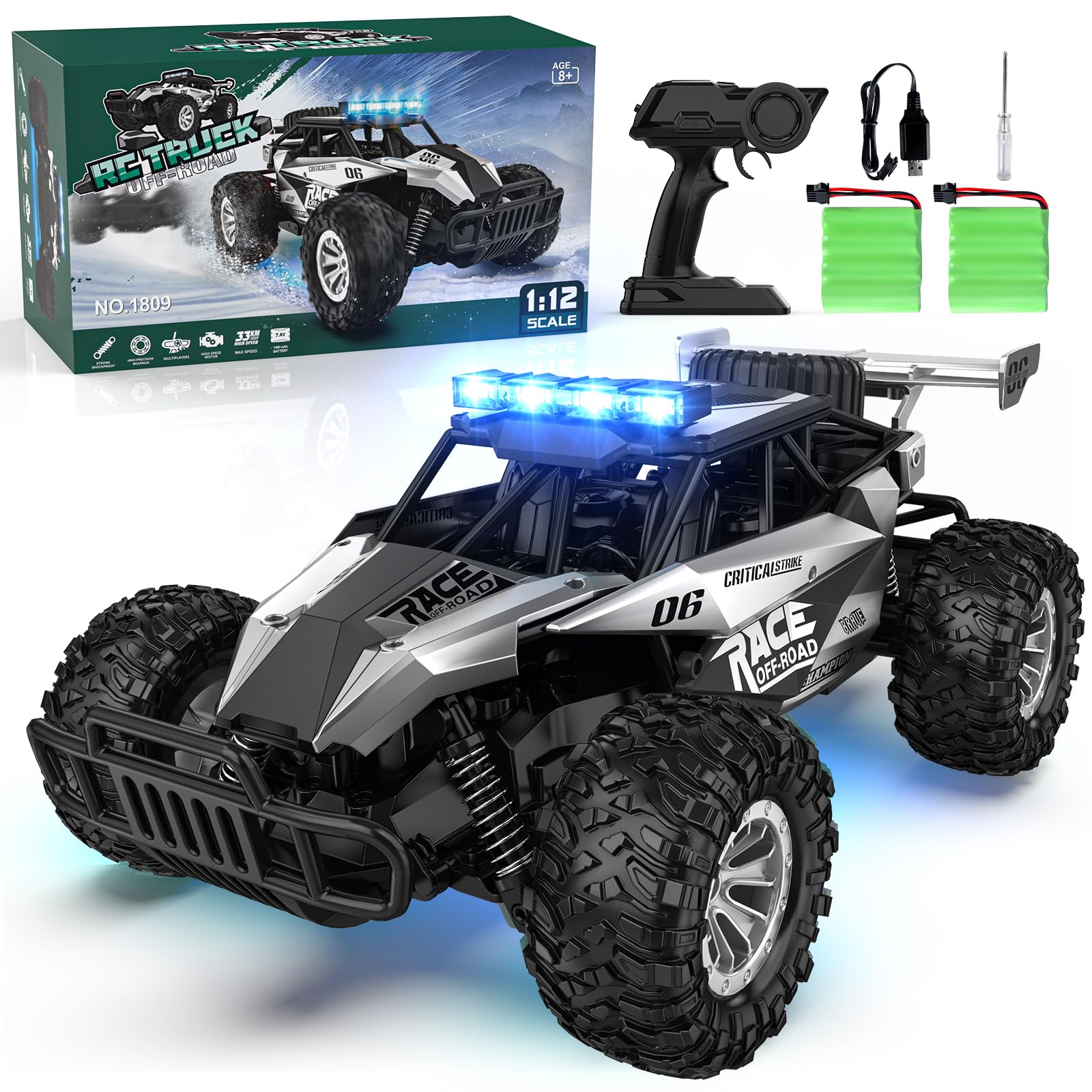 Photo 1 of *UNTESTED*
BLUEJAY Remote Control Car, 2.4GHz High Speed 33KM/H RC Cars Toys, 1:12 Monster RC Truck Off Road with LED Headlight and Rechargeable Battery Gifts for Adults Boys 8-12