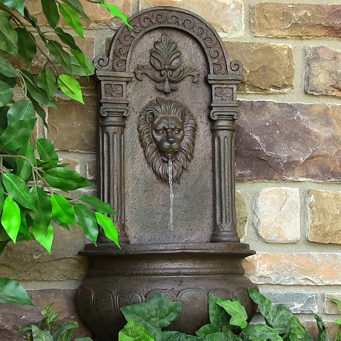 Amazon Outdoor Wall Fountains Leo Outdoor Solar Wall Fountain Iron Finish Amazon.co.uk Garden