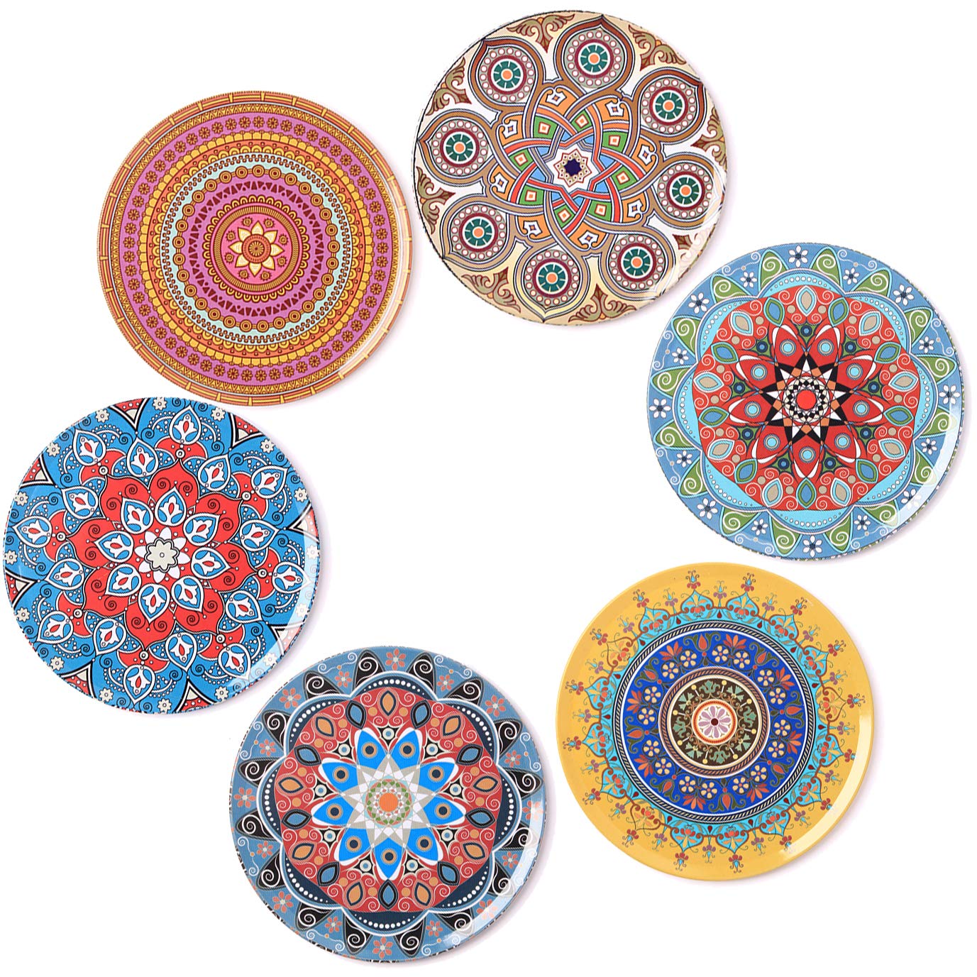 BOHORIA® Premium Design Coasters (Set of 6) - Decorative Coasters for Glass, Cups, vases, Candles on Their Dining Table Made of Wood, Glass or Stone (Round | 9cm) (Orient Edition) (Mandala)