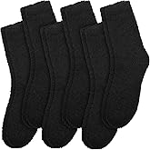 Jspupifip Fluffy Socks for Women 6 Pairs Soft Home Slipper Winter Fluffy Sleeping Christmas Socks Black