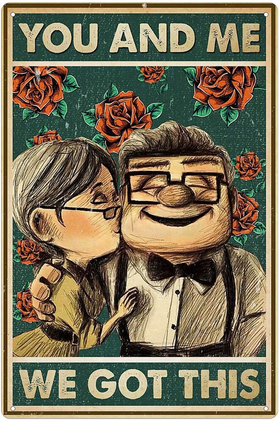 Tin Sign Vintage Old Couple Love Poster You and Me We Got This Bar Family Cafe Wall Decoration 8x12 Inches Vintage