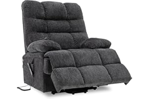 DYNOX 400lbs Lift Chairs for Big & Tall Seniors Power Lay Flat Recliner Extra Large Wide Oversized Lift Sofa with Heat Massage Electric Lift Recliner Chair Bed(9205,Chenille,Grey)