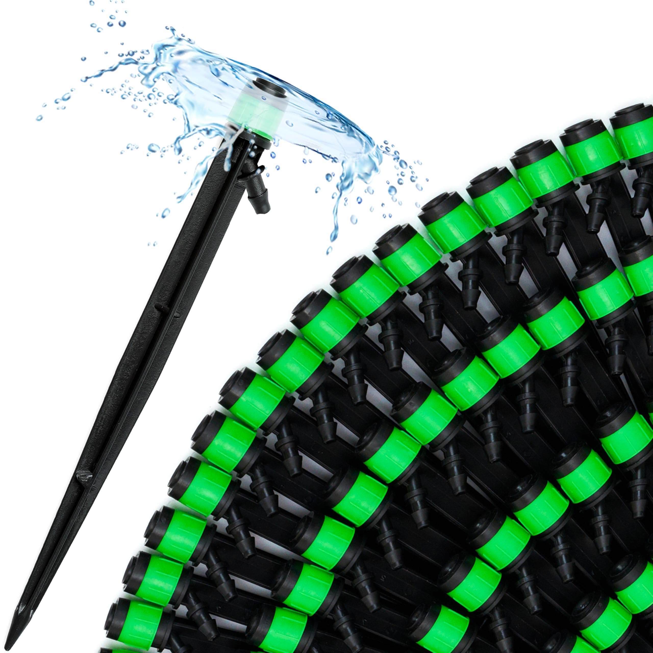 Photo 1 of CARPATHEN 100 Drip Irrigation Emitters Vortex - Drip Irrigation Kit Compatible - inch Tubing - 360 deg Adjustable Fan Sprayer for Raised Garden Bed, Potted Plants