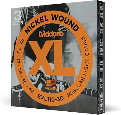 D'Addario EXL110-3D Nickel Wound Electric Guitar Strings 10-46 3 Sets