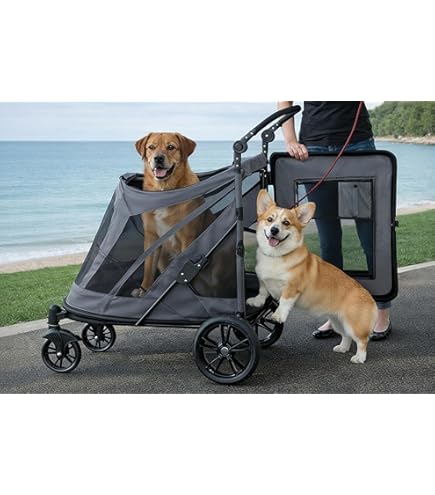 Amazon.com : Pet Gear No-Zip Excursion Pet Stroller, Dark Platinum