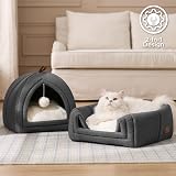 Bedsure Cat Cave Bed Igloo with Removable Washable Cushion 40x40x40cm Dark Grey view 3