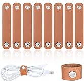 10 PCS Leather Cord Organizer, Reusable Cord Keeper, Headphone Cable Ties for Travel Charging Cords USB Cable Headphone Wires
