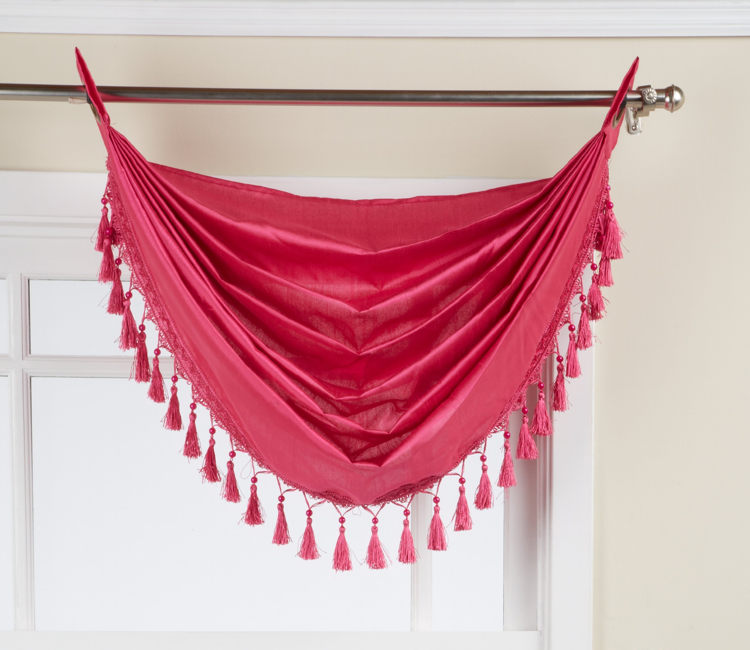 Editex Home Textiles Elaine Grommets Waterfall Valance, 36 by 37-Inch, Pink