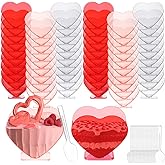 Ziliny Mini Heart Shaped Dessert Cups with Spoons 2.7 oz Valentine Day Plastic Appetizer Cup Clear Disposable Reusable Heart Shaped Bowl for Valentine Wedding Party Cakes Ice Cream(Multicolor,60 Set)