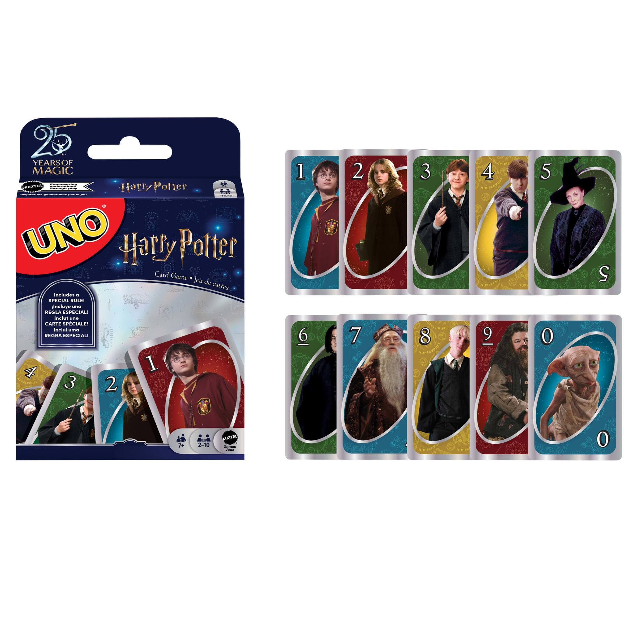 Mattel Games UNO Harry Potter Card Game for Kids, Adults & Parties, Collectible Deck Based on Popular Series for 2 to 10 Players, FNC42