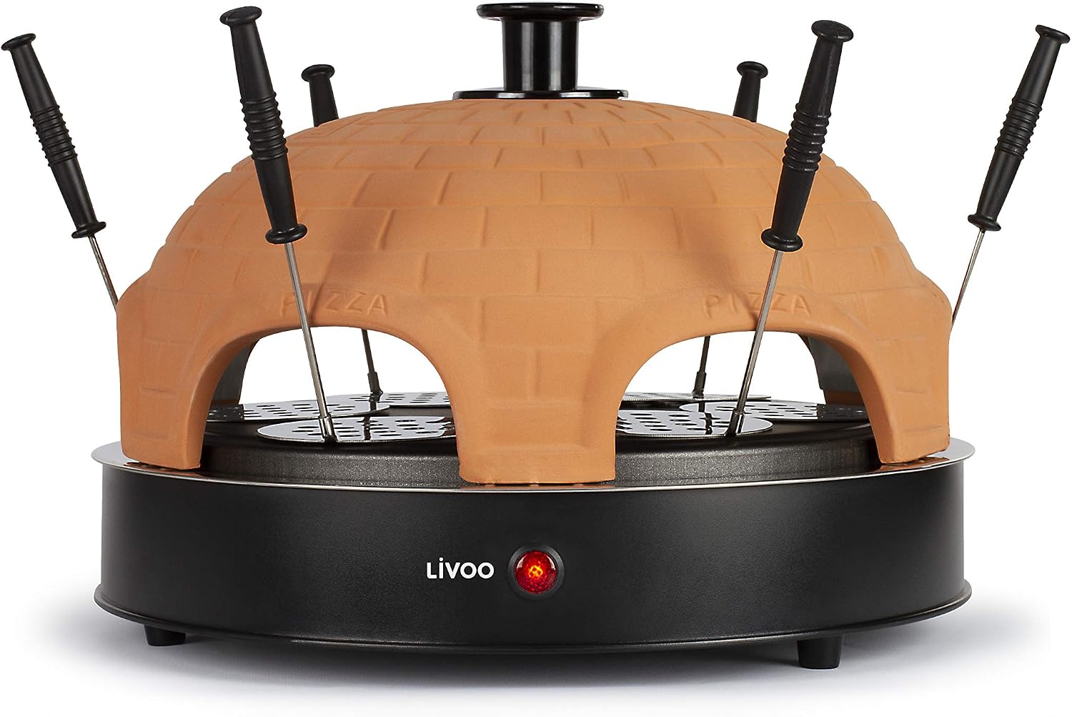 Four à Pizza Gastronoma Avec Dôme En Terre Cuite - Pour 4 Personnes, 800W, Cuisson 5-7 Minutes, Avec Accessoires