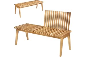 Melino Wooden Convertible Bench Picnic Table, Outdoor Bench Wood, FSC Certified Acacia, 500Lbs Weight Capacity, Park Bench for Outdoors, Porch, Balcony - Large Size