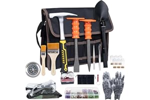 DigNew Geology Rock Pick Hammer Kit – 25PCS Rock Hammer Kit, Complete Geology Kit with Chisels,Folding Shovel, Safety Gear,Gold Panning Kit Accessories, Rock Hounding Equipment for Outdoor Exploration