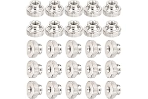 uxcell Knurled Thumb Nut, 25Pcs M4x0.7mm Iron Round Knobs Fasteners for 3D Printer Parts, Silver Tone
