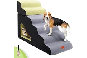 LOOBANI Dog Stairs for High Bed, 30 Inch Height 6 Steps Soft Foam Spliced Dog Steps for Bed, Non-Slip Sturdy Pet Stairs, Ramp for Small, Older Pets - Grey 6 Tiers