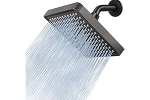 Voolan High Pressure Rain Shower Head - Luxury Modern Look - The Adjustable Replacement For Your Bathroom Showerhead - 6" Square High Flow Pressure Boosting Showers (Oil Rubbed Bronze)