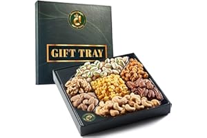 CRAVERS DELIGHT Assorted Nuts Gift Basket - 7 Nut Gift Box with Walnuts, Cashews, Corn Nuts, Honey Roasted Peanuts, Pistachios, Pecans, Almonds - Holiday Nut Sampler Gift - Christmas Food Snacks & Thanksgiving Gifts