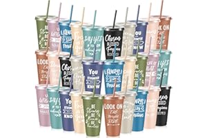 Uiifan 30 Pcs Inspirational Cups Bulk Appreciation Gifts for Employee Coworker Staff Team Christmas Thank You Gifts, Office Prizes for Adults Work Party Favors, Associates, Giveaways (Morandi Color)