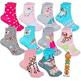 Rudolph the Red-Nosed Reindeer Socks for Girls - Bundle with 10 Pairs of Christmas Socks Plus Bookmark | Rudolph Socks for Kids