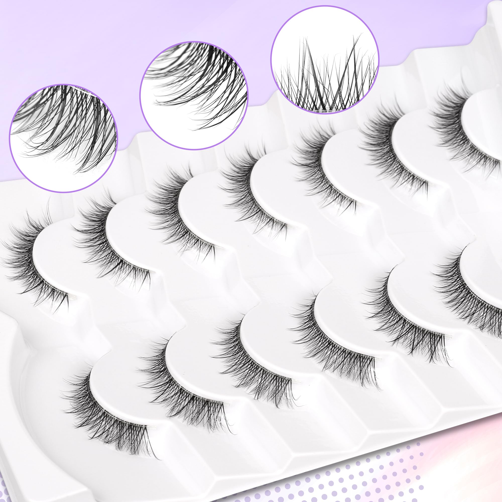 Himirell False Eyelashes 3D Lightweight Natural Comfortable Demi Wispy Cat Eye Lashes Clear Band Daily Eyelashes Strips Fluffy Soft Fake Eyelashes Packs, Short Lashes, wispy Cat Eye Lashes — image 1