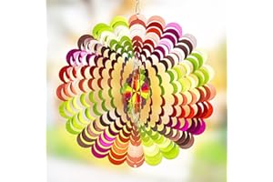 Dawhud Direct Rainbow Spiral Kinetic Wind Spinner for Yard and Garden Wind Spinner Outdoor Metal Large Hanging Rainbow Decor 3D Garden Art Wind Sculpture Spinners Kinetic Art Lawn Ornaments