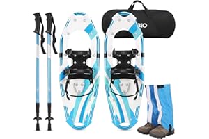AMBIO 3 in 1 Snowshoes for Men Women Youth Kids, Light Weight Aluminum Snow Shoes with Trekking Poles and Carrying Tote Bag