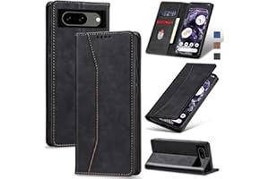 Jasonyu Flip Wallet Case for Google Pixel 8,Leather Magnetic Folio Cover with Card Holder,Kickstand - TPU Shockproof Durable Protective Phone Case,Black